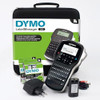 Dymo LabelManager 280 Rechargeable Handheld Label Maker Kit, QWERTY Keyboard with 2 Rolls of D1 Labels and Carrying Case, showing the portable label maker device, power adapter, rechargeable battery, and label rolls.