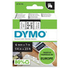 DYMO Authentic D1 Labels, black print on white tape for label maker, 6 mm x 7 m self-adhesive labels, made in Europe.
