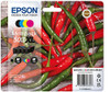 Epson 503XL Chillies, Genuine Multipack, 4-colours Ink Cartridges - C13T09R64010, image showing a pack of various red and green chillies with printer cartridge packaging overlay.