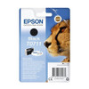 Epson T0711 Ink DURABrite Ultra Cheetah Black C13T07114012, packaging of black ink cartridge with a cheetah's face on the front.