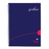 GRAFFICO A4 Twin Wire Polypropylene Notebook, blue cover with spiral binding, 140 pages, pack of 1.