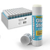 Classmaster Premium Educational 100 Glue Sticks of 40 g, on a white background, featuring individual glue sticks with blue and white packaging and a box containing multiple glue sticks.
