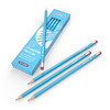 Classmaster HB Graphite Pencils with Eraser Tips 12-Pieces, set of blue pencils with eraser tips and one test pack included.