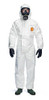 Dupont TYCHEM 4000S CHZ5 WHITE S, protective coverall with hood, mask, gloves, and boots, designed for chemical safety and hazardous material handling.