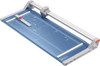 Dahle 554 Professional A2 Self-Sharpening Paper Trimmer, Dual Guide Bar, Automatic Clamp, Safety Protection Cutter, Blue, with a large blue cutting surface, adjustable guide, and safety features for precise paper trimming.