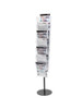 Deflecto A4 Portrait Literature File Floor Stand 7 Shelves, A4 Leaflet Holders, File Holder, Letter Rack, A4 Plastic Display Stand, showcasing a tall, freestanding unit with multiple transparent plastic magazine and leaflet holders arranged vertically on a black stand with a round base.