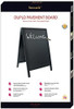 Securit Wooden Lacquered Finish Pavement Sandwich A-Frame Board 55 x 85cm - Outdoor Blackboard Pavement Sign, Chalkboard Easel Double Sided Sandwich Board, Suitable for Outdoor Signage - Black, free-standing chalkboard with 'Welcome' written on it.