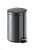 Durable Pedal Bin Metal Round 20 Litre Capacity with Silent Closing Lid, ideal for offices, warehouses, bathrooms, and other settings, featuring a sleek metallic finish.