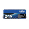 BROTHER TN-249BK Toner Cartridge, Black, Single Pack, Ultra High Yield, Includes 1 x Toner Cartridge, Genuine Supplies, in blue packaging with branding and specifications.
