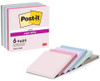 Post-it Super Sticky Notes, Double the Sticking Power, 6 Pads, 540 Sheets, 76 mm x 76 mm, Blue, Green, Grey, Pink, Purple Colors - Self-Sticking Notes for Walls, Monitors, and Fridge, with colorful pads and packaging.