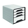 CEP Smoove 4 Drawer Module White, white office storage drawer unit with four black handles