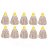 2Work Twine Rough Socket Mop 12oz Yellow, pack of 10 mops with yellow socket and coarse beige twine heads for cleaning.
