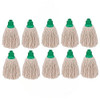 2Work PY Smooth Socket Mop 12oz Green (Pack of 10), green mop heads with beige strands arranged in two rows of five.