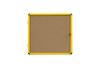 Bi-Office Display Case Ultrabrite 12 x A4 Cork Notice Board with Yellow Aluminium Frame, front view of the cork notice board with yellow aluminum border and lockable door