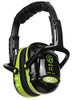 Quality Ear Defender 27db Noise Protection Earmuff, black and green noise-canceling earmuffs with adjustable headband.