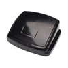 2Work Swing Bin Lid 50 Litre Plastic Black H10L26LVW, a black plastic swing bin lid designed for 50-litre waste bins, featuring a smooth, curved surface with a hinged lid for easy waste disposal.