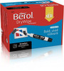 Berol DryWipe Whiteboard Marker Pens Chisel Tip Black Low-Odour Ink, 48 Dry Erase Markers, in a red and blue box with product details and an illustration of a marker on a whiteboard.