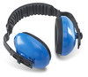 SUPERIOR EAR DEFENDERS BLUE, adjustable earmuffs for hearing protection with cushioned ear cups and a padded headband.