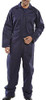 FIRE RETARDANT BOILERSUIT NAVY BLUE 44, a navy blue safety boilersuit designed for flame resistance with a front zipper and multiple pockets.