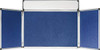 Bi-Office Mini 4 Panel Display Kit - Blue, four-panel folding display with blue fabric surface and silver aluminum frame.