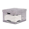 BANKERS BOX 10 System Heavy Duty Large Storage Box with Lids, grey cardboard storage boxes with handles, archive boxes with lids measuring W38 x H28.7 x D43cm, pack of 10 for office storage and archiving.