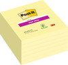 Post-it Super Sticky Large Notes, Lined, Canary Yellow, Pack of 6 Pads, 101 mm x 101 mm, 90 Sheets per Pad - Extra Sticky Notes for Walls, Monitors and Fridge, showing a stack of yellow lined sticky notes with label and branding.