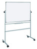 Bi-Silque QR0303 Rotating Convenient Mobile Whiteboard, Hinged on Both Sides, with adjustable height and mobile wheels for easy mobility.
