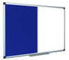 Bi-Office Combination Board Maya, Blue Felt and Melamine surface with Aluminium Frame, 180 x 120 cm, suitable for office and classroom use.