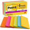 Post-it Super Sticky Notes Carnival Color Collection, Pack of 6 Pads, 90 Sheets per Pad, 76 mm x 127 mm, Yellow, Blue, Green, Pink, Orange Colors - Extra Sticky Notes for Note Taking & To Do Lists, with colorful sticky notes and packaging