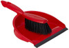 Robert Scott 191222 Dustpan and Soft Brush - Red, red dustpan with black bristles and matching soft brush with red handle