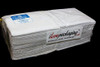 BulkySoft Paper Napkins 300mm 1-Ply White, stack of white disposable napkins in package.