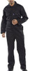 CLICK REGULAR BOILERSUIT BLACK 40, a man wearing a black boilersuit with front pockets and a zip closure.
