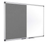 Bi-Office Combination Board Maya, Grey Felt/Magnetic, Aluminium Frame, 120 x 90 cm, image of a dual-sided whiteboard with grey felt surface on one side and smooth white surface on the other, framed in silver aluminum.