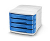 CEP 1003940351 Drawer Cabinet 4 Drawers Gloss 394 G Ocean Blue/White, a compact storage unit with four blue glossy drawers and a white frame, designed for organizing personal items.