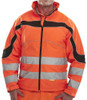 ETON HI-VIZ SOFT SHELL JACKET ORANGE / BLACK XXXL, high visibility orange and black soft shell jacket with reflective stripes, designed for safety and visibility in work environments.