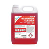 2Work Washroom Cleaner Concentrate Odourless 5 Litre Bulk Bottle, red cleaning solution container with label indicating its use for sinks, taps, baths, walls, floors, and tiles.