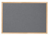 Bi-Office FB0742239 22mm Earth-It Executive Oak Frame Felt Board, a rectangular bulletin board with a wooden frame and a grey felt surface for posting notes and memos.