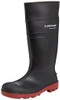 Dunlop Acifort Warwick Full Safety Wellington Boot - 100% Waterproof, black rubber safety boot with a red sole and reinforced toe cap for durability and protection.