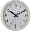 Acctim Metro 14'' Wall Clock Quartz 12/24 Hour Dial Easy Read Numbers White 35cm, modern wall clock with a white frame and clear black and red numerals, featuring easy-to-read numeric dial in 12/24-hour format.