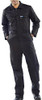 SUPER CLICK HEAVY WEIGHT BOILERSUIT BLACK 36, front view of a man wearing a black heavy weight boilersuit with multiple pockets and long sleeves.