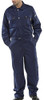 CLICK PREMIUM BOILERSUIT NAVY BLUE 38, a man wearing a navy blue boiler suit with pockets and a zipper front