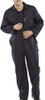 SUPER CLICK HEAVY WEIGHT BOILERSUIT NAVY BLUE 48, a man wearing a navy blue heavy weight boilersuit with a front zipper, pockets, and long sleeves.