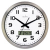 Acctim Meal Wall Clock, White, 38 cm, digital and analog display, modern design with a silver frame.