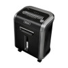 Fellowes 16 Sheet Paper Shredder for Office Use, black and gray cross cut shredder with large 23-litre pull-out bin, featuring 100% Jam Proof technology and capable of shredding for 20 minutes continuously.