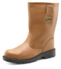 S3 THINSULATE RIGGER BOOT TAN 04, tan insulated work boot with black sole and pull-on design.