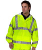SUPER B-DRI BREATHABLE JACKET SATURN YELLOW XXXL, high-visibility yellow breathable waterproof jacket with reflective silver stripes for safety and visibility.
