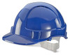ECONOMY VENTED SAFETY HELMET BLUE, blue safety helmet with venting for head protection in industrial and construction environments.