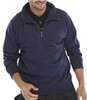 QUARTER ZIP FLEECE NAVY BLUE M, a man wearing a navy blue quarter zip fleece jacket.