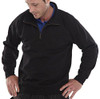 QUARTER ZIP FLEECE BLACK S, front view of a man wearing a black quarter zip fleece in size small, with a high collar, showing comfort and warmth.