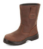 CLICK S3 PUR RIGGER BOOT BROWN 11, brown work safety boot with black sole and durable waterproof leather construction.